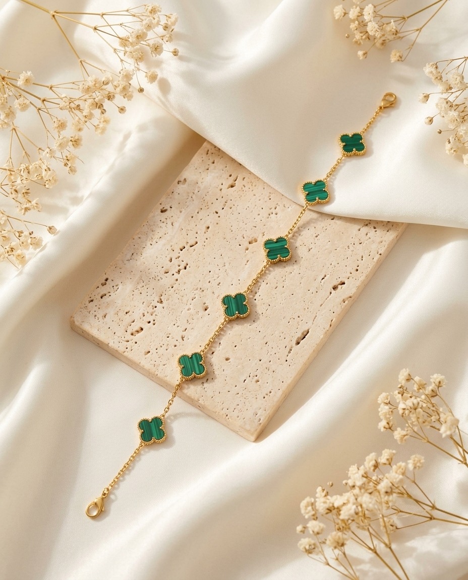 Malachite Clover Bracelet